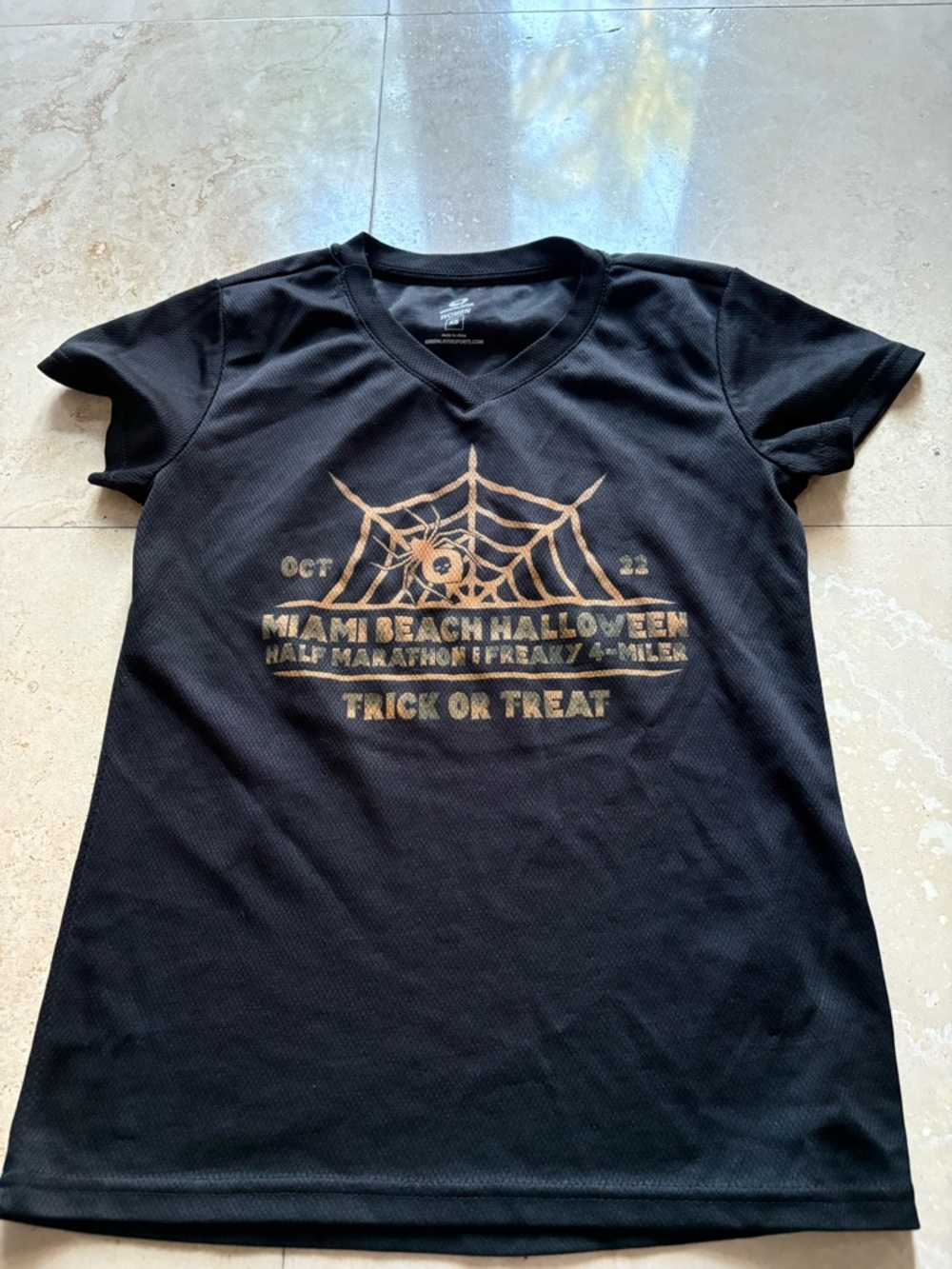 Kids Black 'Miami Beach Halloween' Graphic V-Neck Shirt